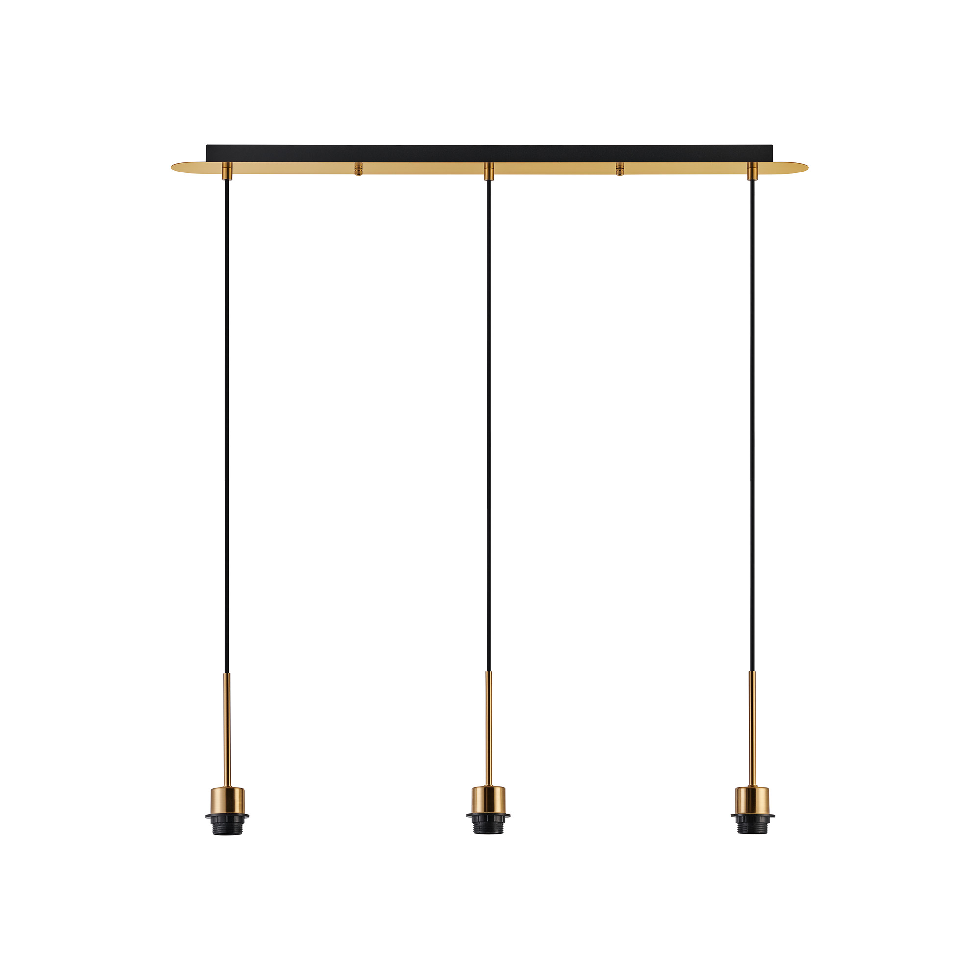D0907AG  Carrie Antique Gold 3 Light Linear E27 Universal Pendant (FRAME ONLY), Suitable For A Vast Selection Of Shades